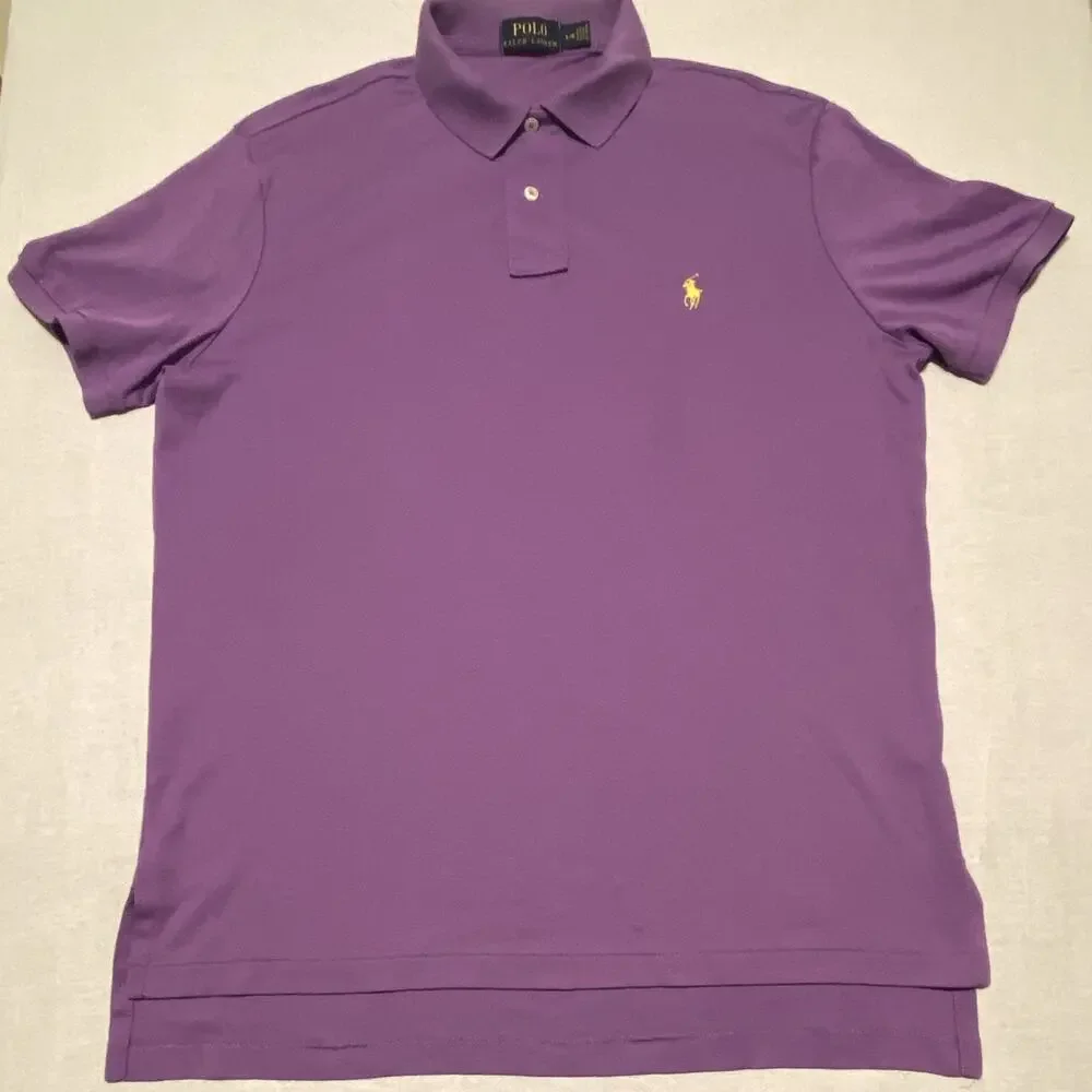 Polo Ralph Lauren Purple Solid Polo Shirt Men’s L Short Sleeve Button Logo